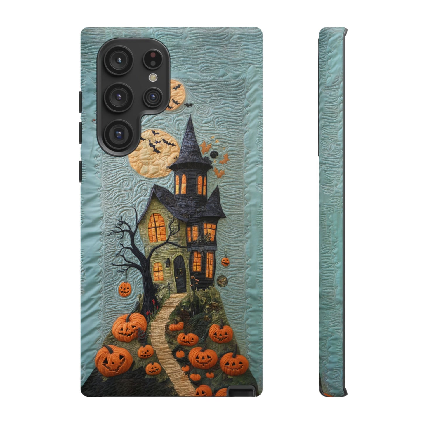 Halloween Haunted House Vintage Embroidery Style Phone Cover