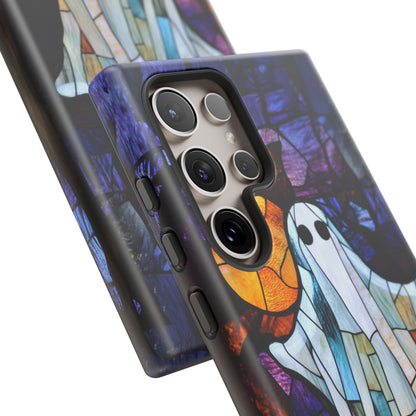 Stained Glass Halloween Ghost and Jack-o'-Lanterns Phone Cover