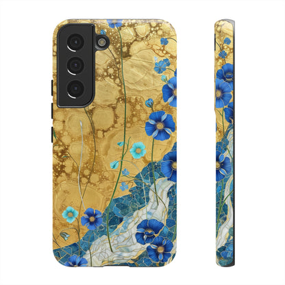 Forget Me Nots Gold Color Splash Floral Design Phone Case