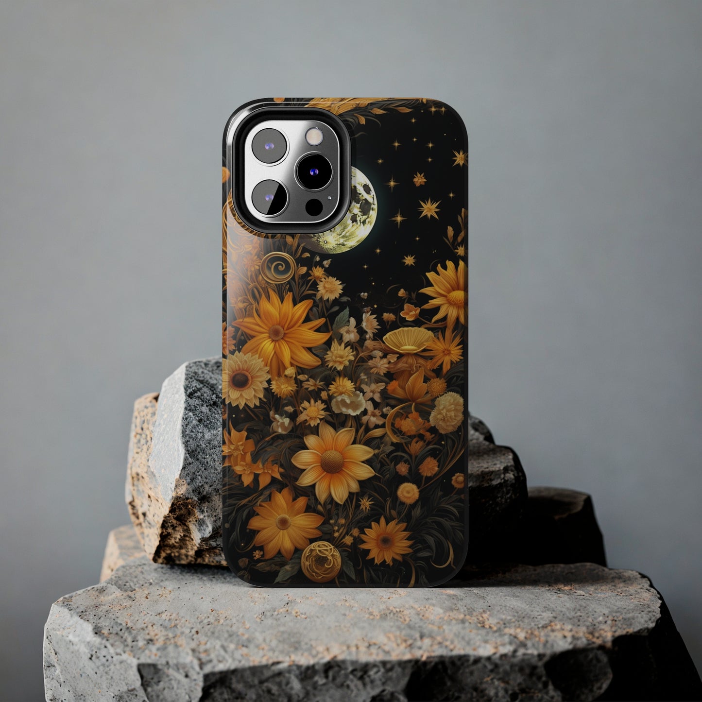 Cottagecore Floral Sun Moon Stars iPhone Case | Embrace Mystical Nature's Beauty