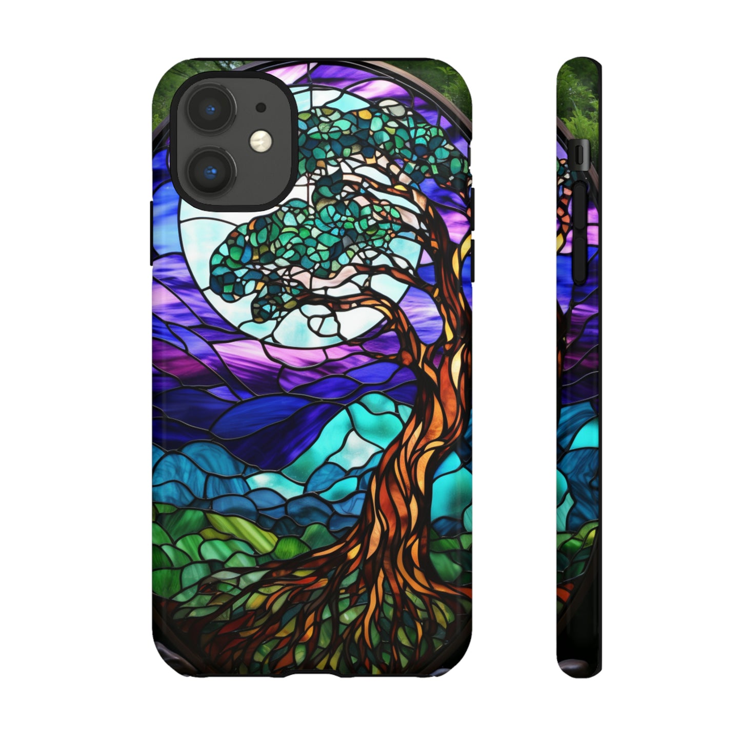 Stained Glass Mosaic Tile Tree in Moonlight