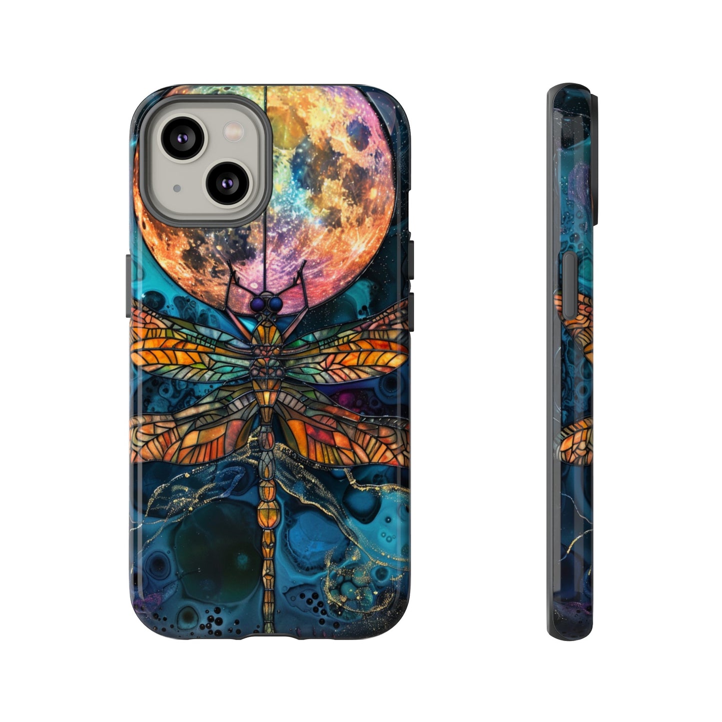 Full Moon Stained Glass Dragonfly Phone Cover