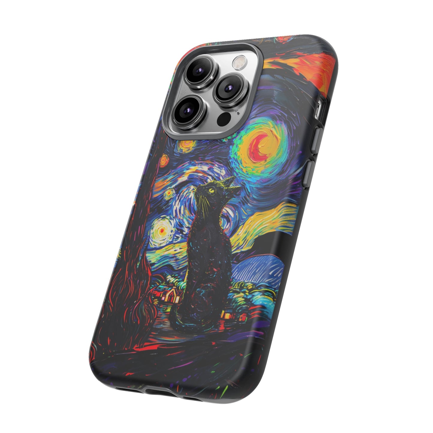 Starry Night Black Cat Van Gogh Painting Art Phone Case