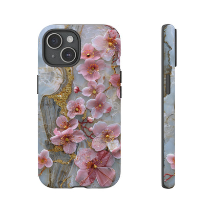 Pink Forget Me Nots Gold Floral Phone Case