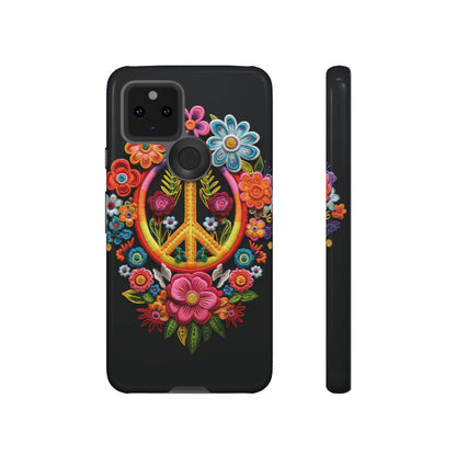 Peace Sign Embroidery Floral Hippie Style Phone Case