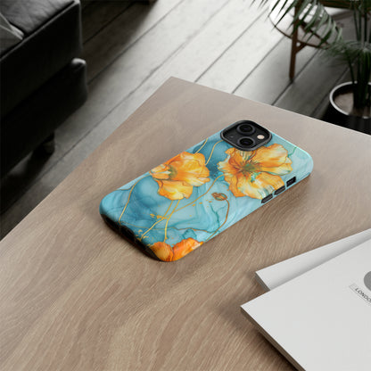 Gold Poppies Color Splash Floral Design Phone Case