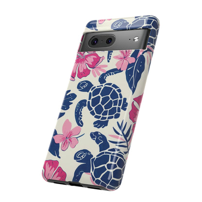 Undersea Floral Blue Sea Turtle Phone Case