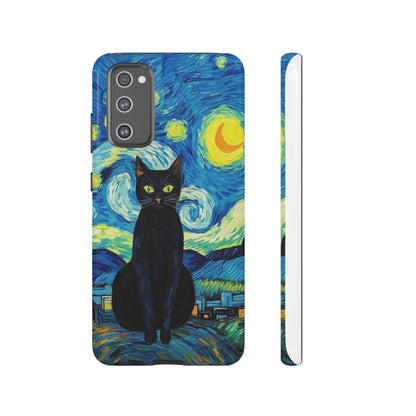 Starry Night Van Gogh Black Cat iPhone, Samsung Galaxy, Google Pixel  Case | Embrace Artistic Whimsy and Feline Charm