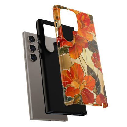 Orange Floral Phone Case Stained Glass Flower Aesthetic