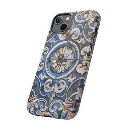 Azulejo Porcelain Blue & Creamy White Tile Mediterranean Design Phone Case