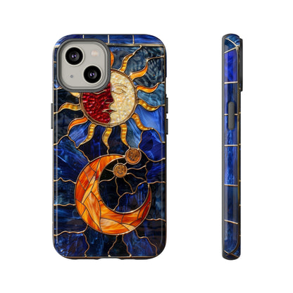 Celestial Stained Glass Moon and Stars iPhone 15 Case