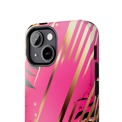 Elegant Wilderness: Pink & Gold Tiger Stripes | Mesmerizing Lush iPhone Case