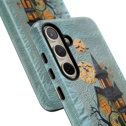 Halloween Haunted House Vintage Embroidery Style Phone Cover