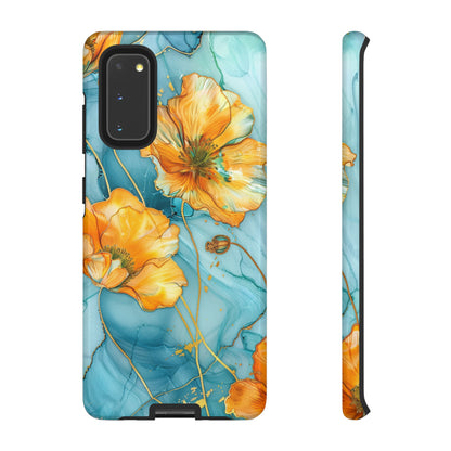 Gold Poppies Color Splash Floral Design Phone Case