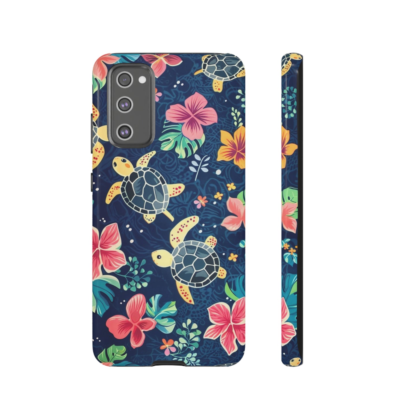 Undersea Floral Blue Sea Turtle Phone Case