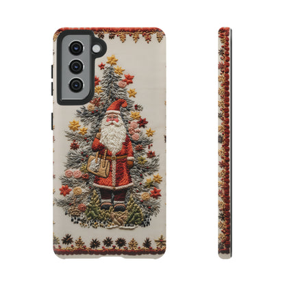 Vintage Embroidery Christmas Santa Phone Case