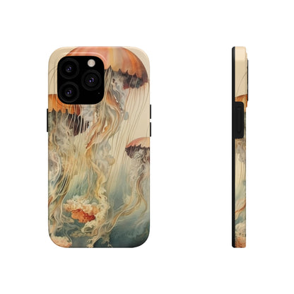 Floating Jellyfish iPhone Tough Case | Dive into an Ethereal Underwater World with Reliable Protection