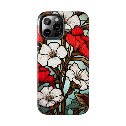 Red and White Floral Stained Glass iPhone Case