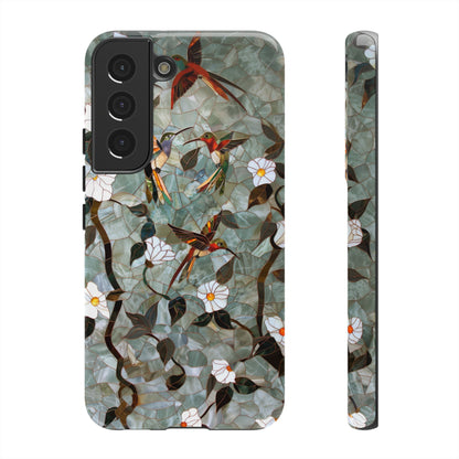 Stained Glass Hummingbirds and Flowers iPhone Case