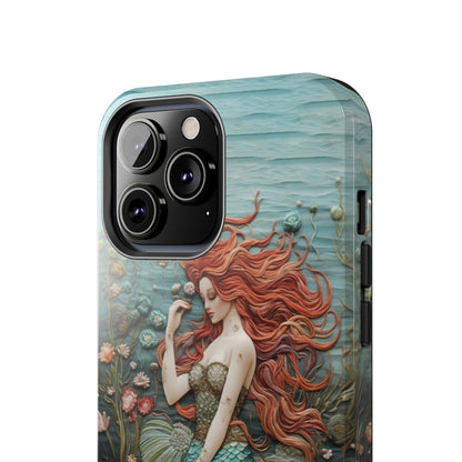 Siren's Song: Mermaid Elegance Apple Phone Case | Embroidery-Inspired iPhone Case