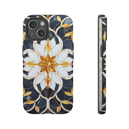 Art Deco Floral Gold & Blue Mosaic