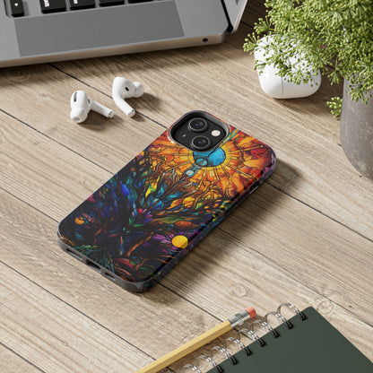 Stained Glass Tough iPhone Case | Trippy Psychedelic Colorful Flowers Floral Aesthetic Retro iPhone 14 Plus 13 12 7 8 Se Trendy Hippie Boho