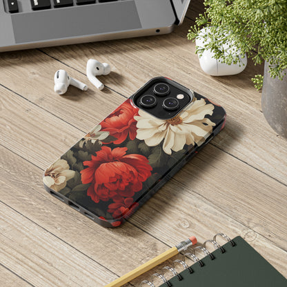 Vintage Floral Aesthetic Phone Tough Case Antique Print for iPhone 14 11 Pro 12 13 XR XS X 7+ 8 Boho Nature Flowers Cottage Core