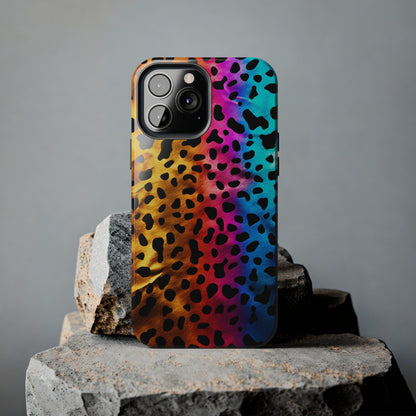 Kaleidoscopic Wild: Psychedelic Rainbow Leopard Print | Dazzling iPhone Case