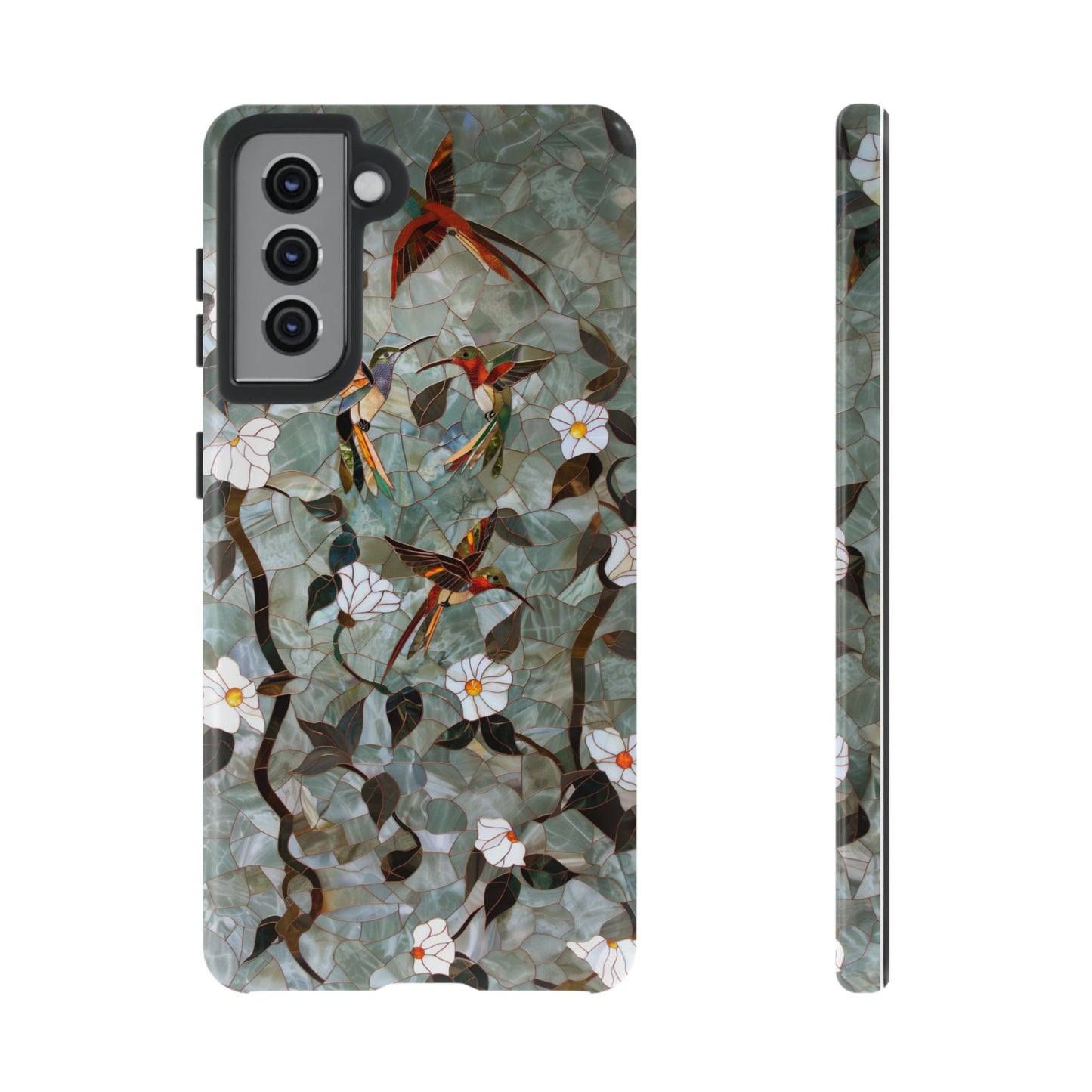 Stained Glass Hummingbirds and Flowers iPhone Case