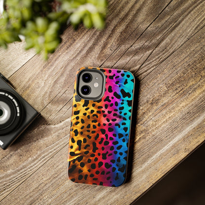 Kaleidoscopic Wild: Psychedelic Rainbow Leopard Print | Dazzling iPhone Case