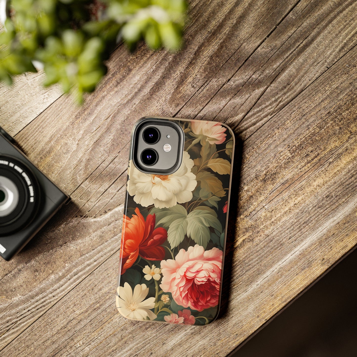 Vintage Floral Aesthetic Phone Tough Case | Antique Elegance for iPhone 11, 12, 13, 14