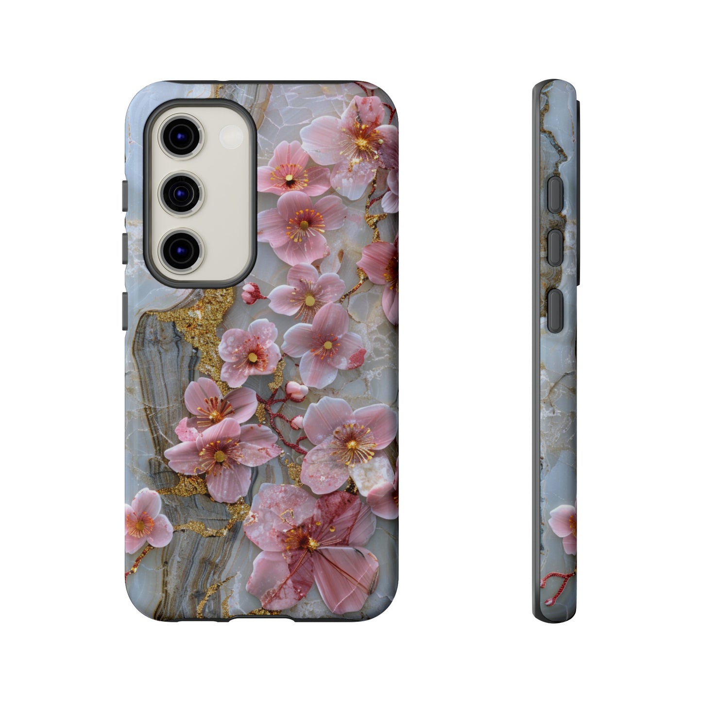 Pink Forget Me Nots Gold Floral Phone Case