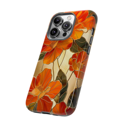 Orange Floral Phone Case Stained Glass Flower Aesthetic