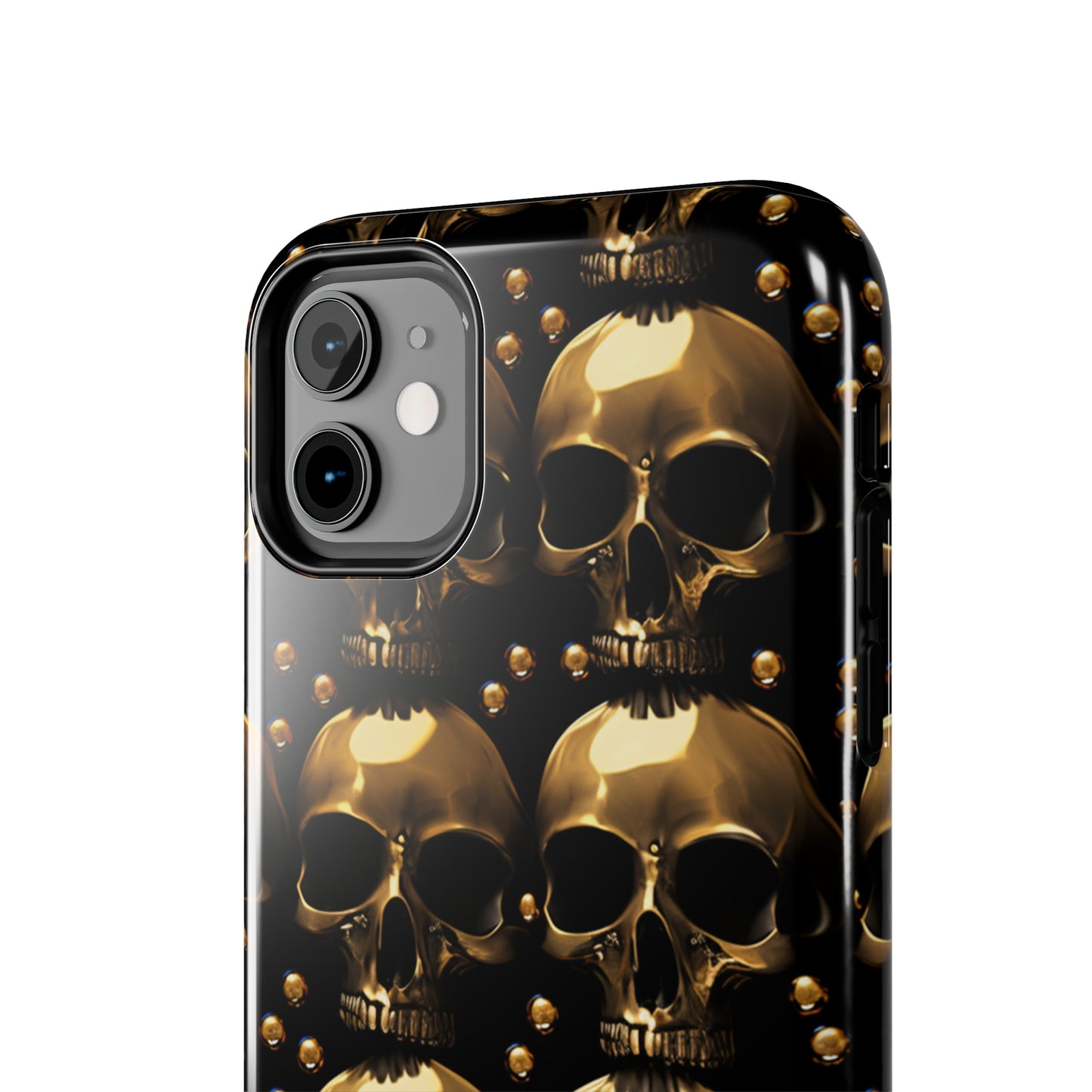 iPhone Case Golden Enigma: Where Goth Meets Glamour | Gold Skulls iPhone Tough Case