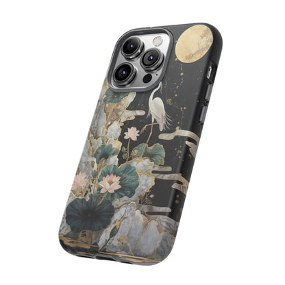 Heron and Moon Floral Zen Art Phone Case