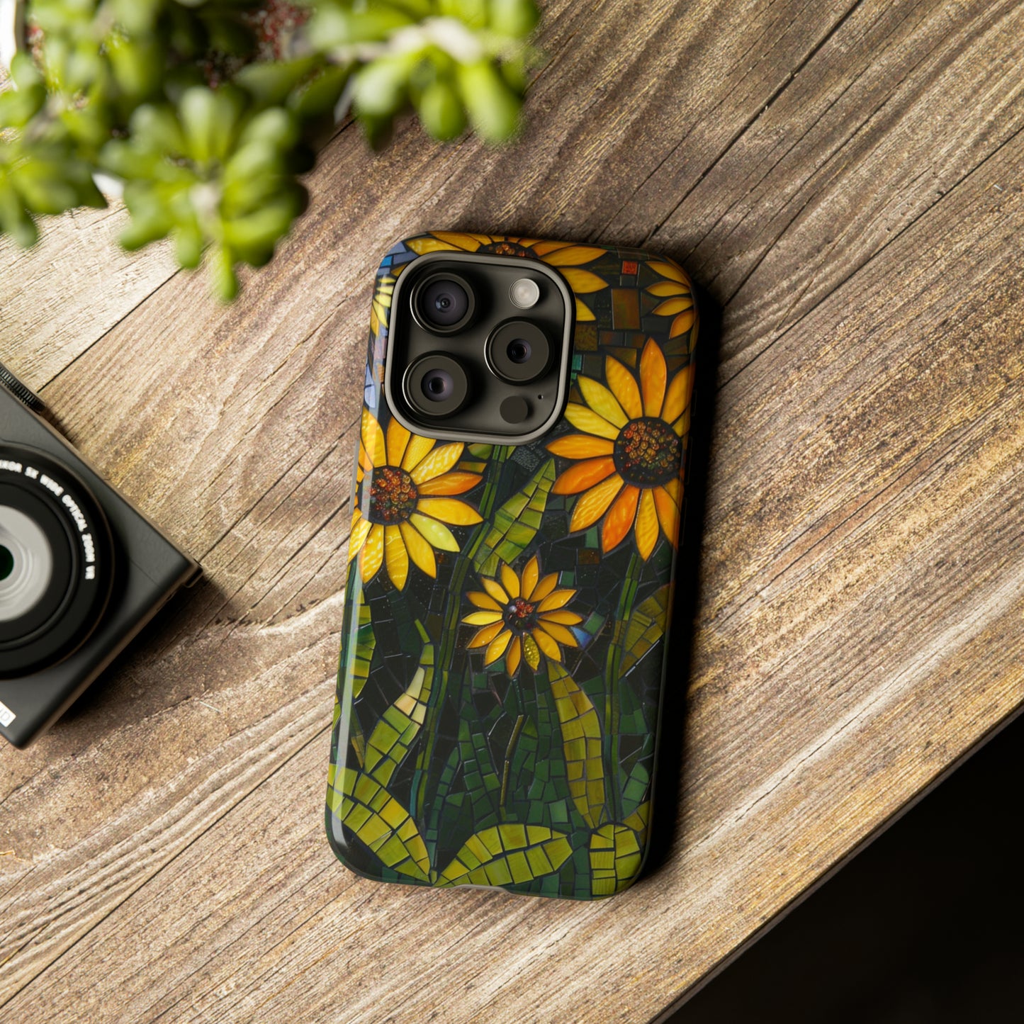 Yellow and Gold Daisy Mosaic Stained Glass Phone Case