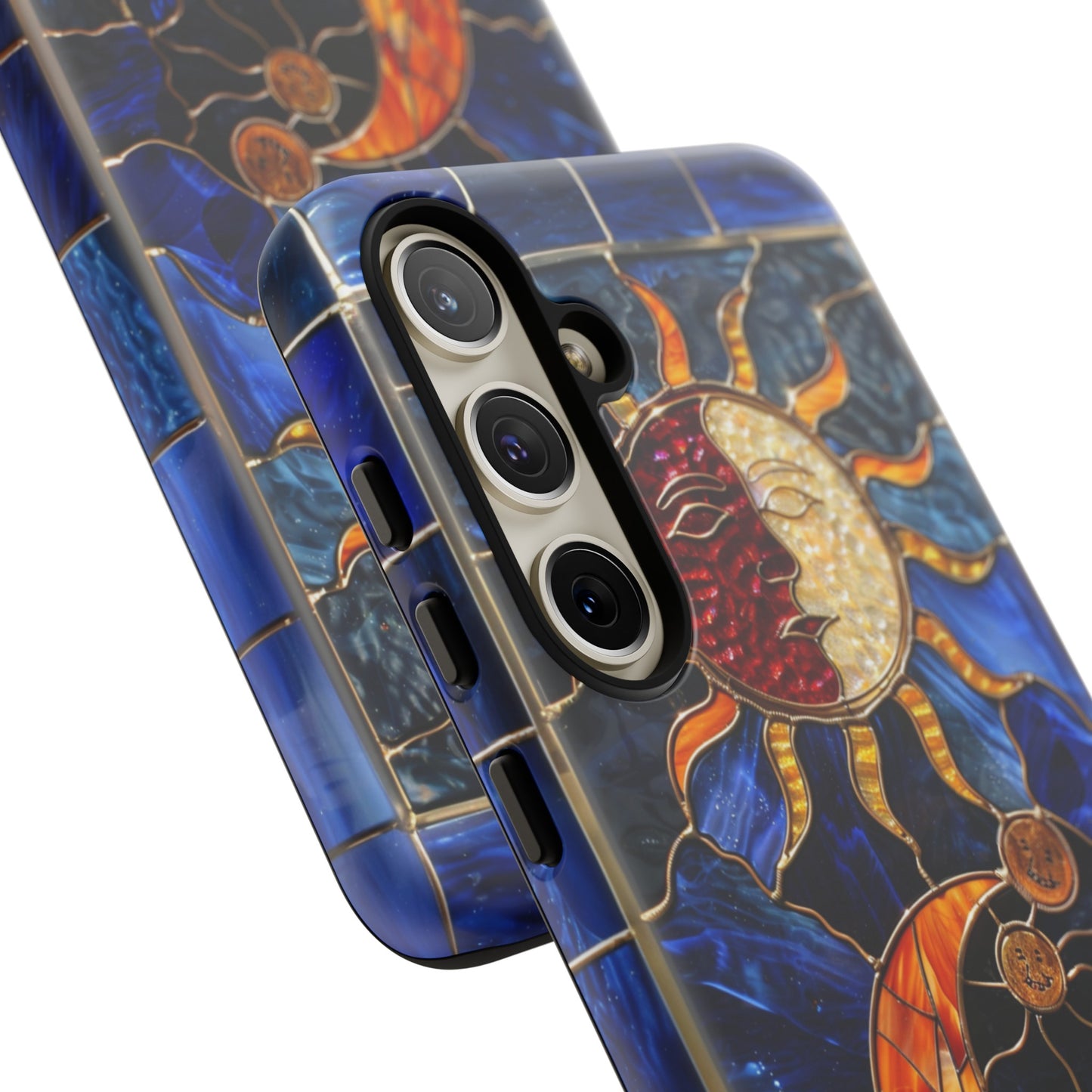 Celestial Stained Glass Moon and Stars iPhone 15 Case