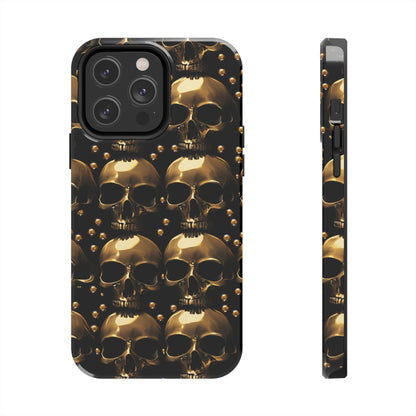 iPhone Case Golden Enigma: Where Goth Meets Glamour | Gold Skulls iPhone Tough Case