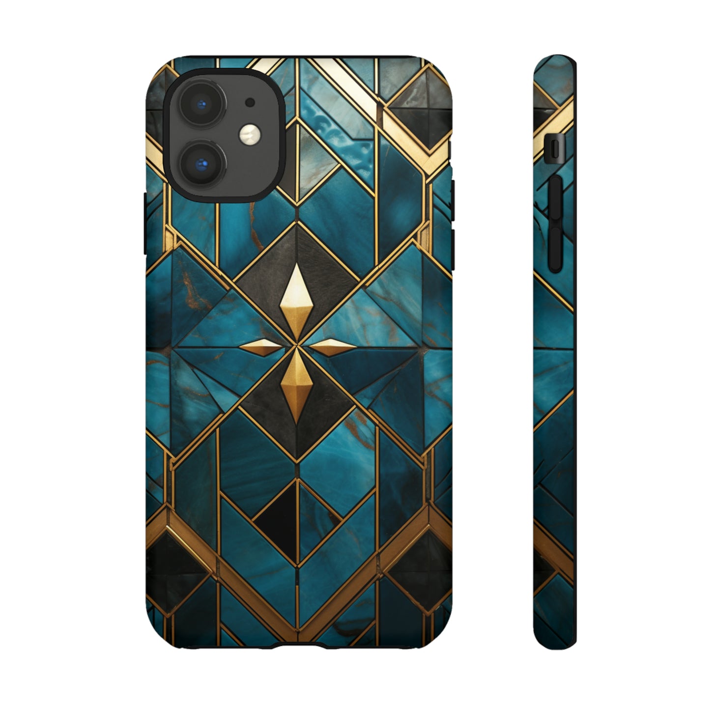 Gold and Blue Marble Mosaic Phone Case