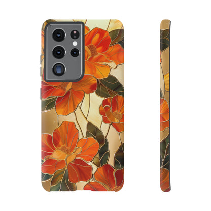 Orange Floral Phone Case Stained Glass Flower Aesthetic