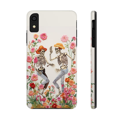 Dancing Halloween Skeletons Embroidery iPhone Case | iPhone X to iPhone 14 Pro Max