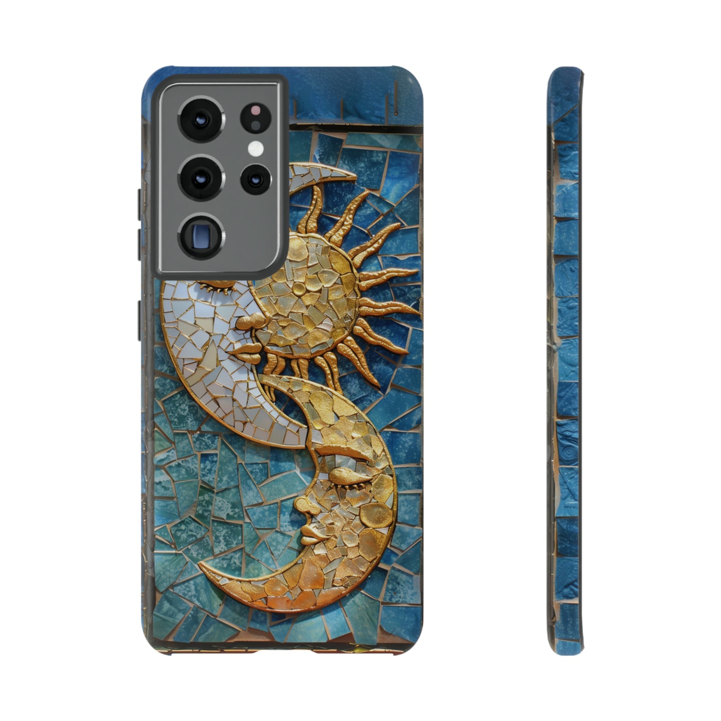 Boho Sun and Moon Mosaic Tile Stained Glass Phone Case