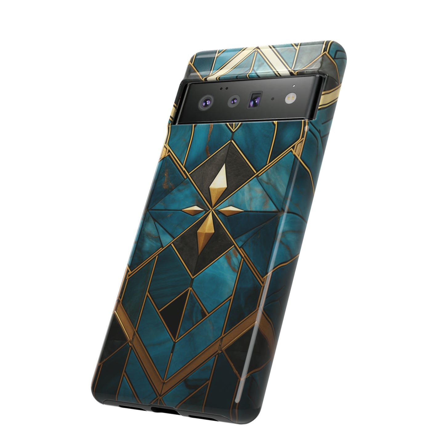 Gold and Blue Marble Mosaic Phone Case