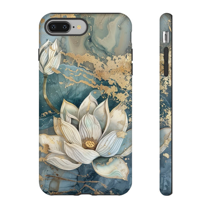 Zen Stained Glass Marble Lotus Floral Design Phone Case