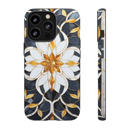 Art Deco Floral Gold & Blue Mosaic