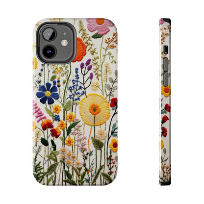 Wildflowers Floral Embroidery iPhone Case