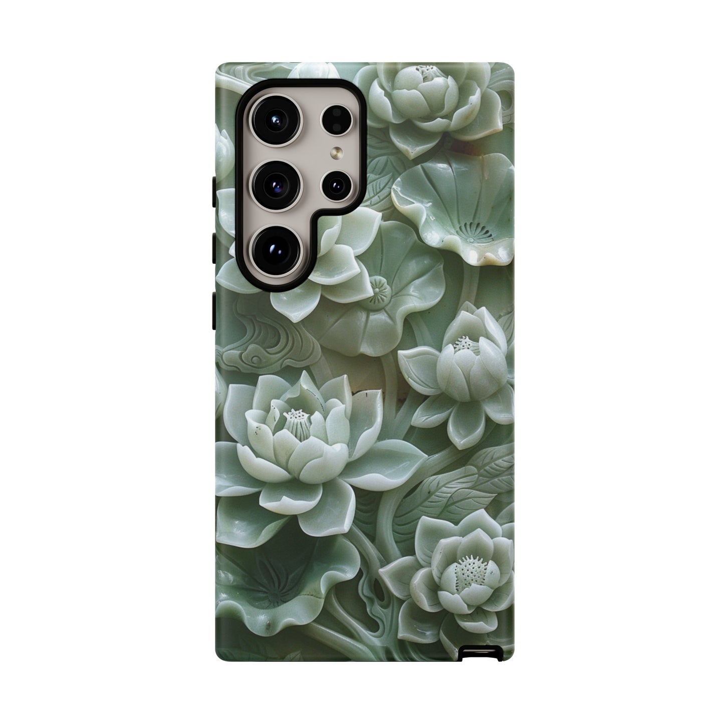 Green Jade Lotus Floral Art Phone Case