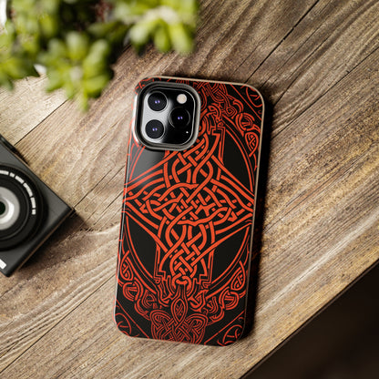 Eternal Weave iPhone Case, Red Celtic Tribal Knots | Timeless Symbolism iPhone Case for Models 11 through 14 Pro Max