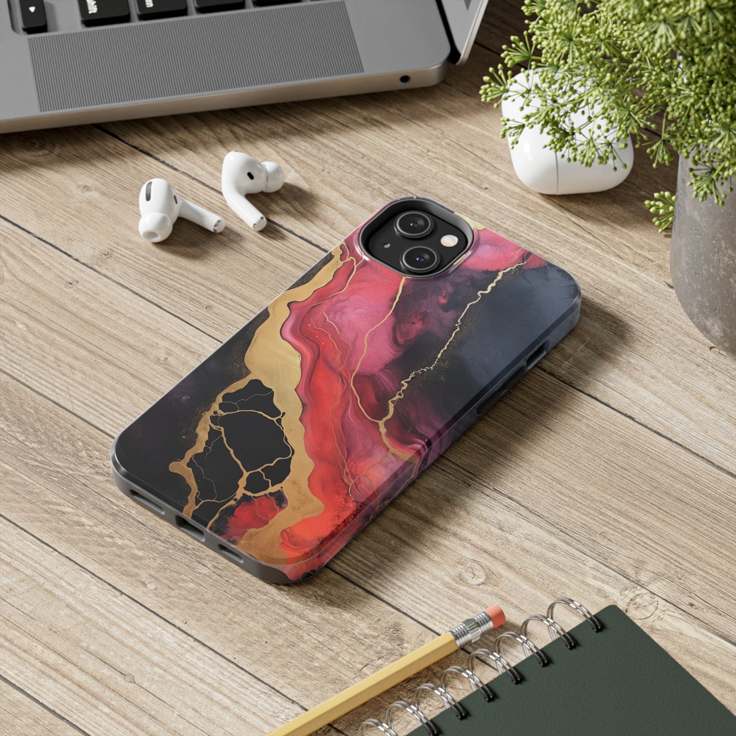 Marbled Dark Lava flow Phone Case | Embrace the Mesmerizing Multicolor Art