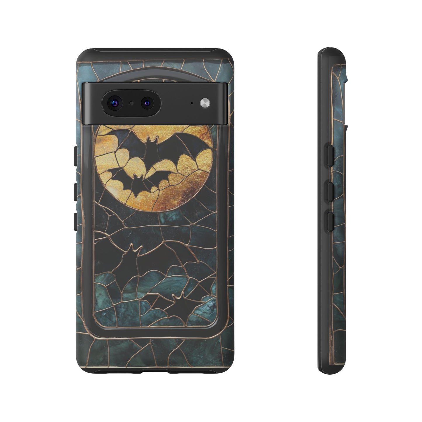 Halloween Phone Case Bats Stained Glass Style Spooky Moon Phone Cover